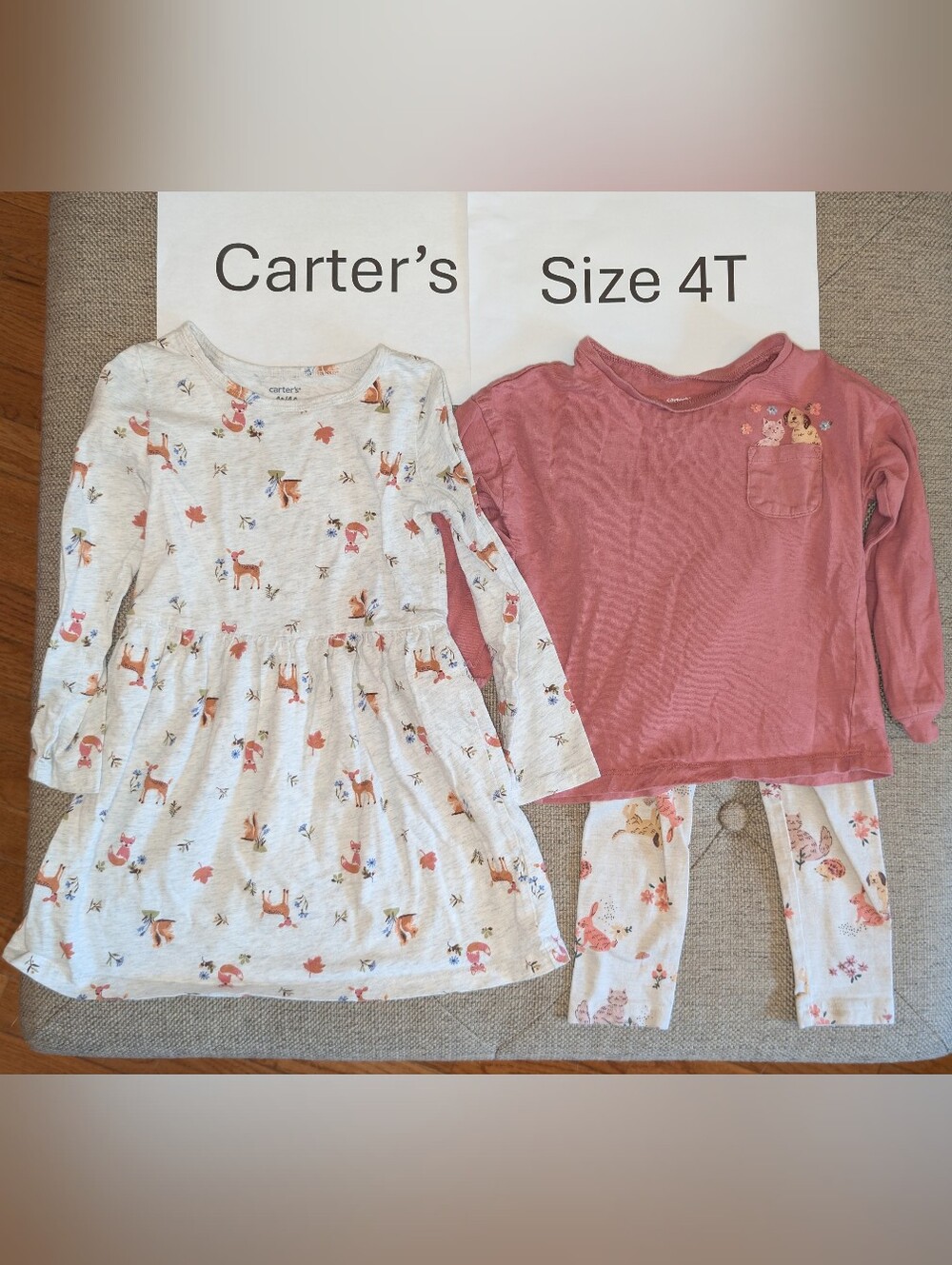 Carter's 4T Woodland Animal Dress And Puppy Outfit